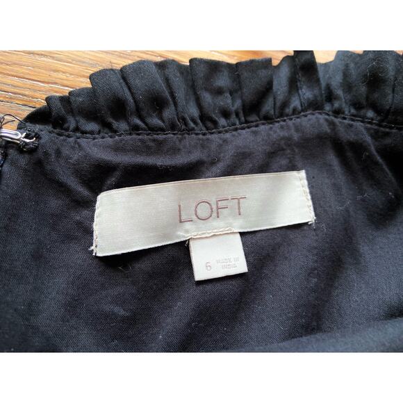 LOFT Black Pleated Summer Dress w/Fabric Belt sz 6 - Picture 10 of 16